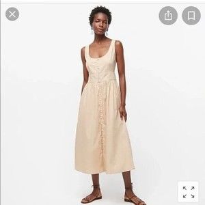 NEW J.Crew Button-front Cotton Poplin Midi in Dark Beachwood Tank Dress 12